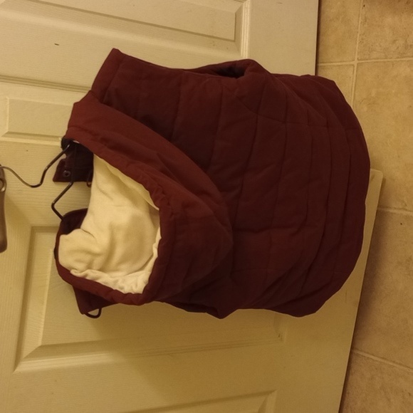 Atmosphere puffy vest‎ jacket with hood, size 12, maroon - Picture 3 of 5